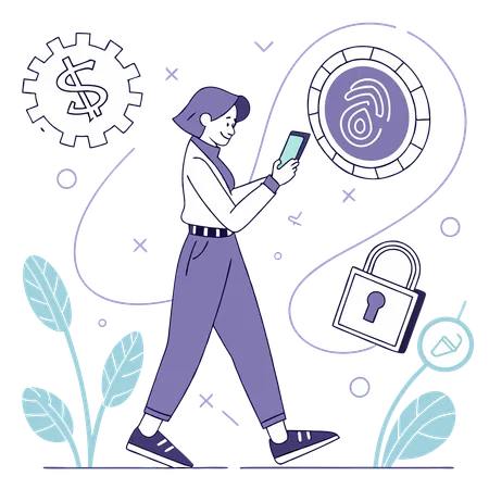 Woman doing secure mobile payment  Illustration