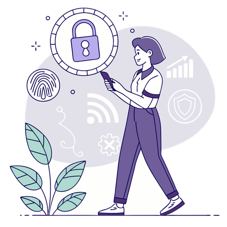 Woman doing secure mobile payment  Illustration