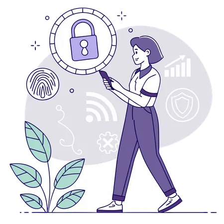 Woman doing secure mobile payment  Illustration
