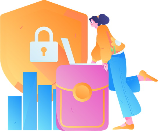 Woman doing secure payment  Illustration