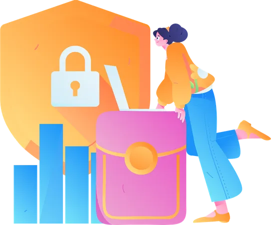 Woman doing secure payment  Illustration