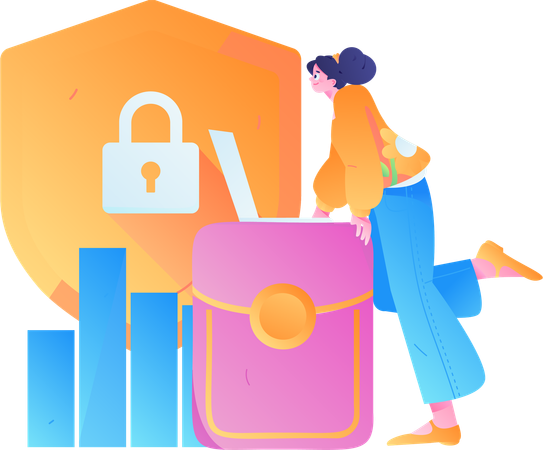 Woman doing secure payment  Illustration