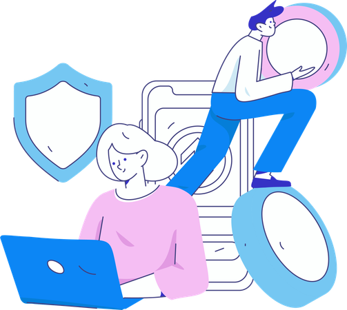 Woman doing secure payment  Illustration