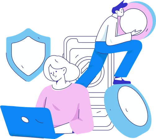 Woman doing secure payment  Illustration