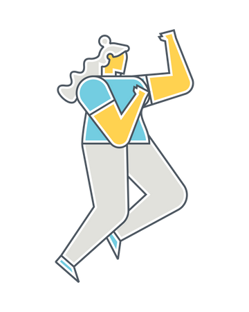 Woman doing self defense  イラスト