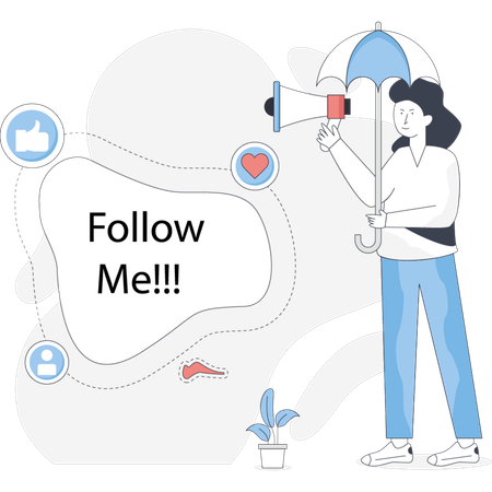 Woman doing self marketing  Illustration