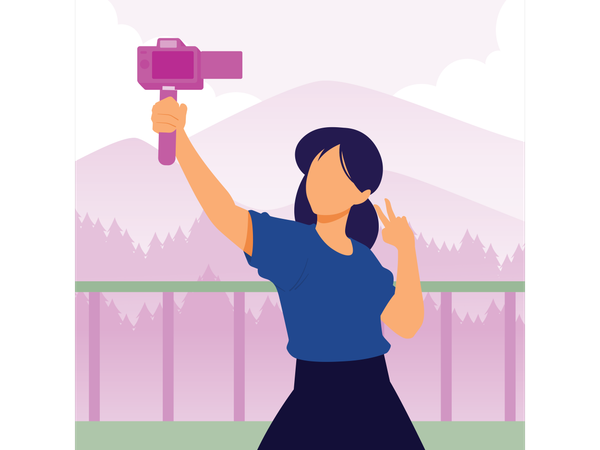 Woman doing self photography  Illustration