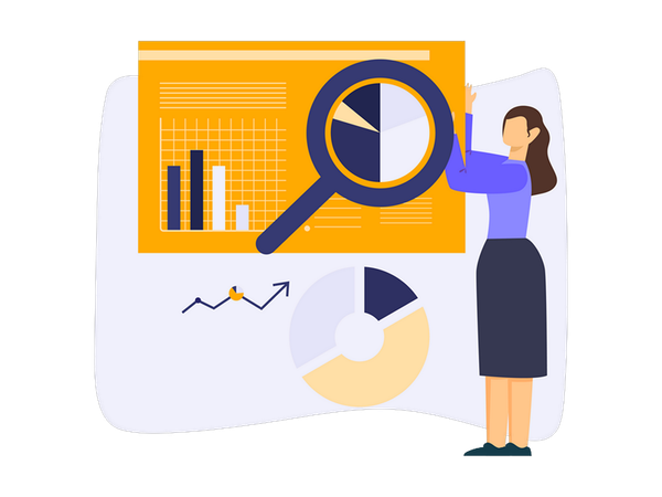 Woman doing SEO analysis  Illustration