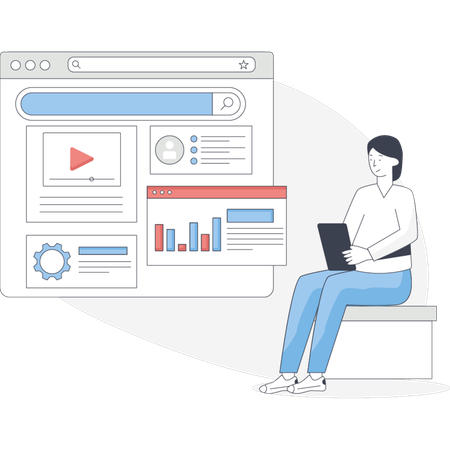 Woman doing seo development  Illustration