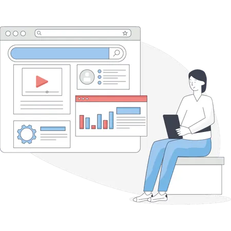 Woman doing seo development  Illustration