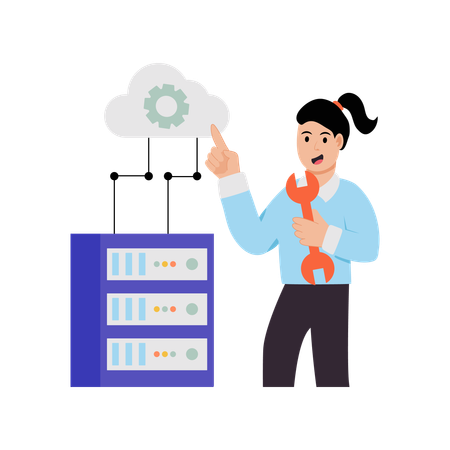 Woman doing server management  Illustration