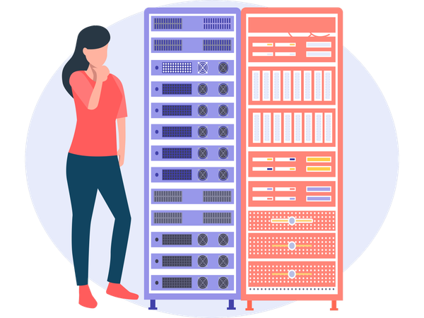 Woman doing server management  Illustration