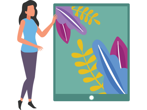 Woman doing shadow painting  Illustration