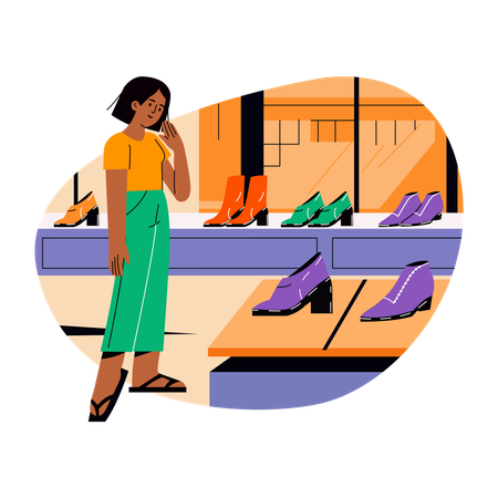 Woman doing Shoes shopping  Illustration