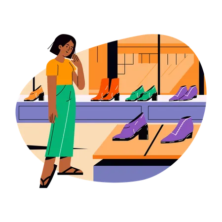 Woman doing Shoes shopping  Illustration