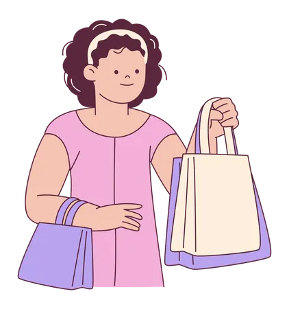 買い物をする女性  イラスト