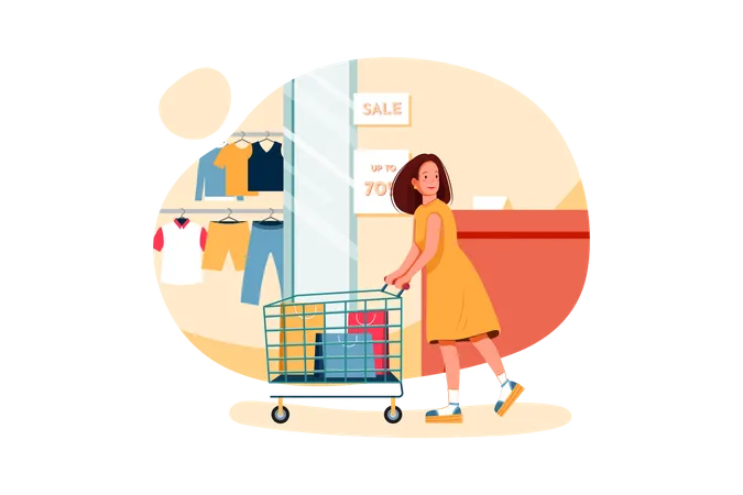 Woman doing shopping Illustration