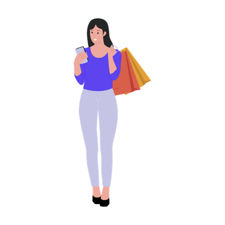 Woman Doing Shopping  Illustration