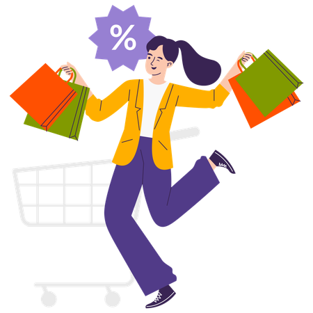 Woman Doing Shopping During offer  Illustration