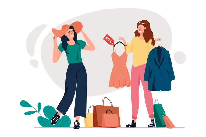 Woman doing shopping during sale  Illustration