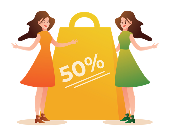 Woman doing shopping during sale  Illustration