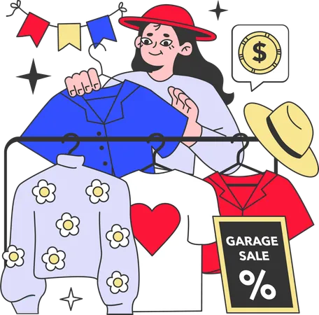 Woman doing shopping during sale  Illustration