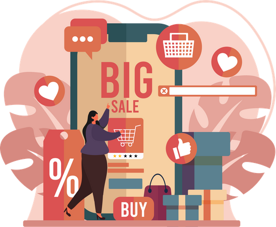 Woman doing shopping during sale  Illustration