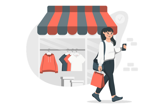 Woman doing shopping for clothes Illustration