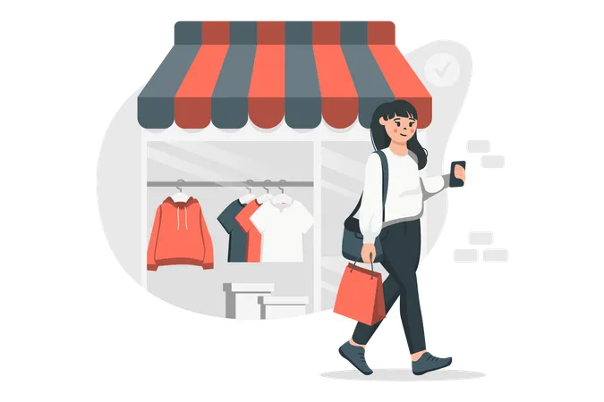 Woman doing shopping for clothes Illustration