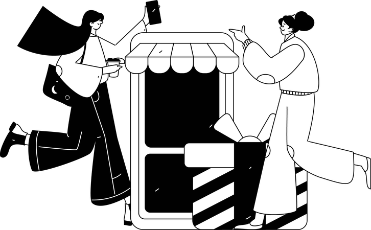 Woman doing shopping from online store  Illustration