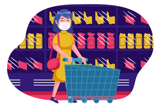 Woman doing shopping from store Illustration
