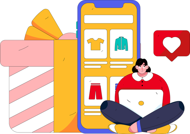 Woman Doing Shopping  Illustration