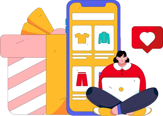 Woman Doing Shopping  Illustration