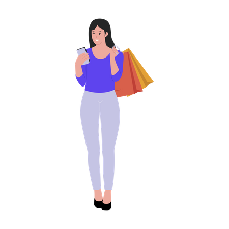 Woman Doing Shopping  Illustration