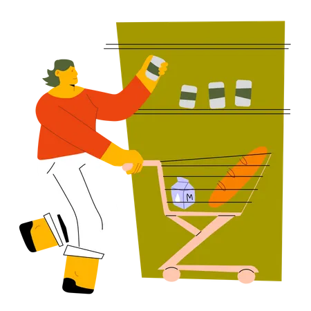 Woman doing shopping in mall Illustration