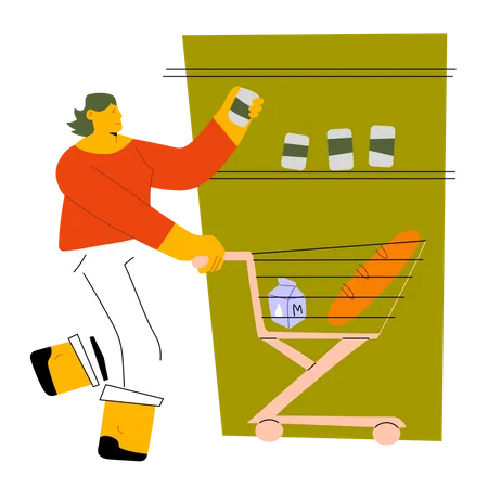 Woman doing shopping in mall  Illustration