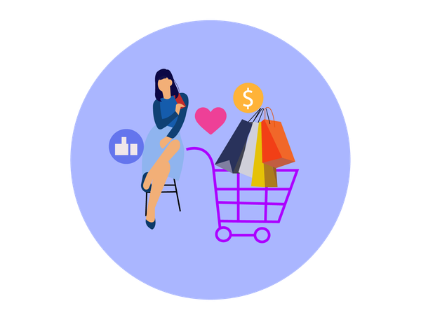 Woman doing shopping On Black Friday  Illustration