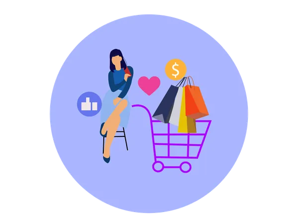 Woman doing shopping On Black Friday  Illustration