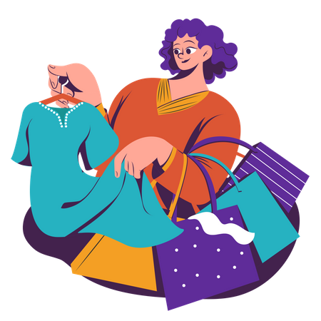 Woman doing shopping on weekend Illustration