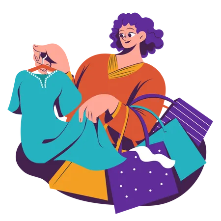 Woman doing shopping on weekend  Illustration