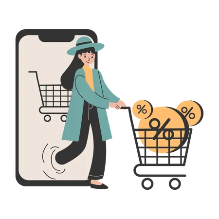 Woman doing shopping online  Illustration