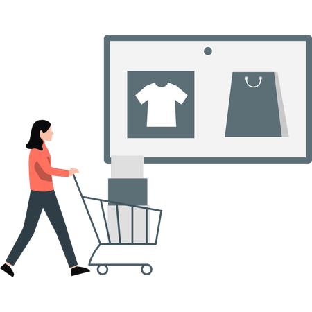 Woman doing shopping online  Illustration