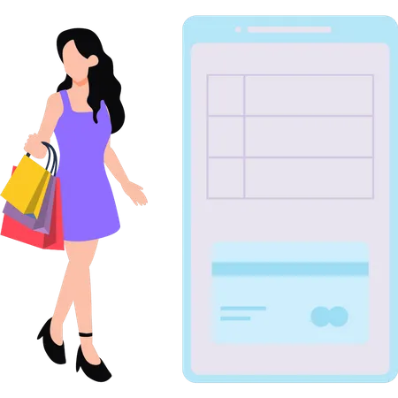 Woman doing shopping online  Illustration