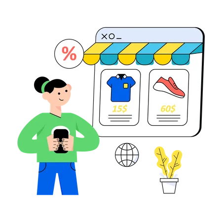 Woman doing shopping online  Illustration