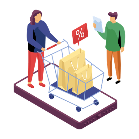 Woman doing shopping via ecommerce app  Illustration