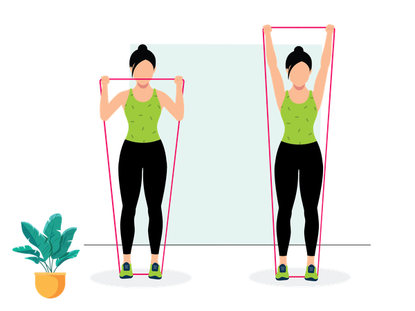 Woman doing Shoulder Press  Illustration