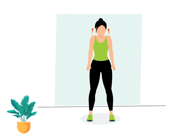 Woman doing Shoulder Shrugs  Illustration