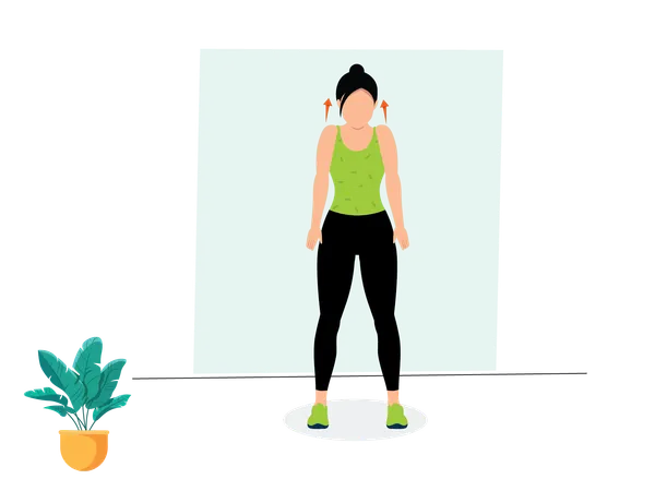 Woman doing Shoulder Shrugs  Illustration