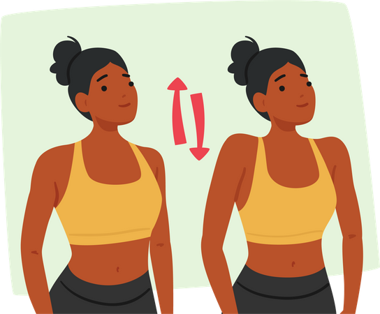 Woman Doing Shoulders Up and Down Exercise  イラスト