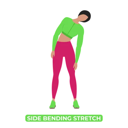Woman Doing Side Bending Stretch  일러스트레이션